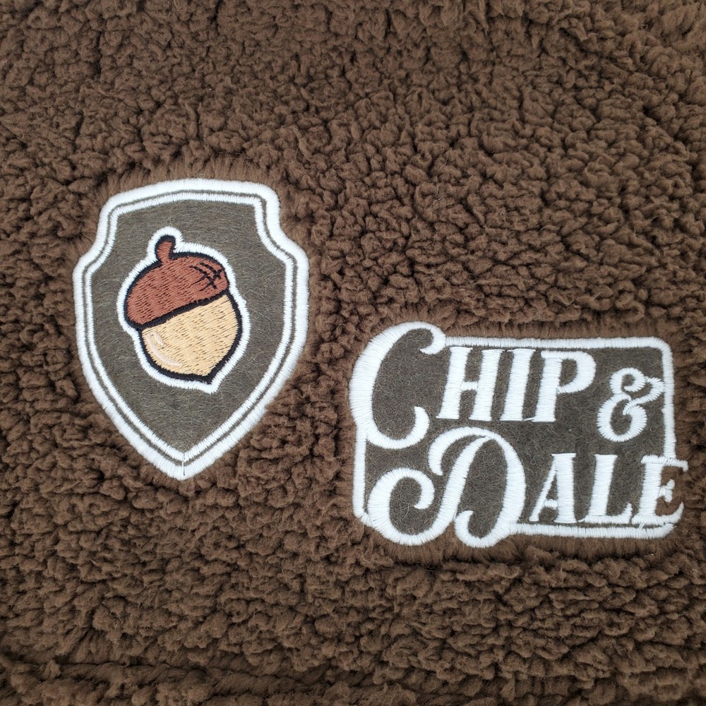 Disney Womens XL Chip & Dale Sherpa Fleece Quarter Zip Brown‎ Pullover LUSJ088 - Picture 8 of 10